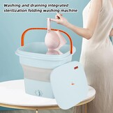 Mini opvouwbare wasmachine met sterilisatie - Draagbaar & Elektrisch voor Reizen, Ondergoed, Sokken, Kinderkleding - Blauw