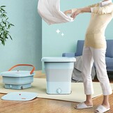 Mini opvouwbare wasmachine met sterilisatie - Draagbaar & Elektrisch voor Reizen, Ondergoed, Sokken, Kinderkleding - Blauw