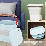 Mini opvouwbare wasmachine met sterilisatie - Draagbaar & Elektrisch voor Reizen, Ondergoed, Sokken, Kinderkleding - Blauw