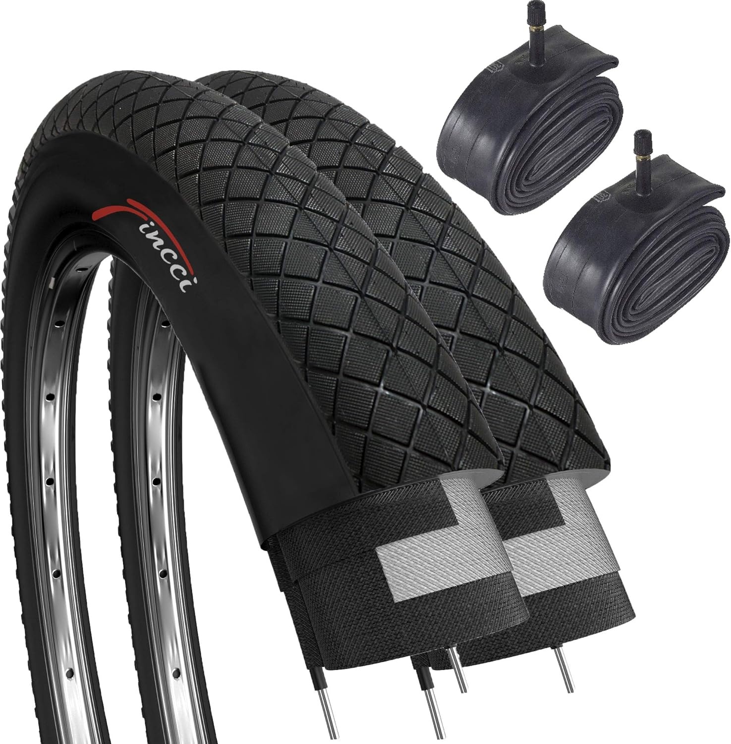 Fincci Set Paar 20 x 1,95 Inch 53-406 Banden met Schrader Binnenbanden voor BMX of Kinder Fiets (Pak van 2)