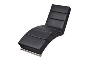 Chaise longue kunstleer zwart - 41% korting