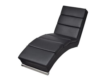 vidaXL Chaise longue kunstleer zwart