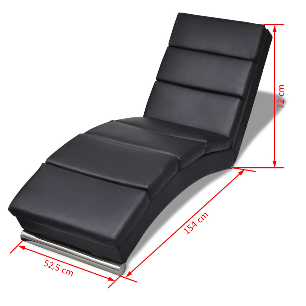 vidaXL Chaise longue kunstleer zwart