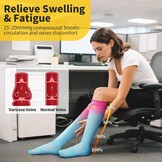 CAMBIVO Compressiekousen 3 Paar - 15-20 mmHg - Blauw/Roze/Oranje - Maat S-M