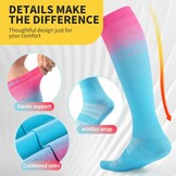 CAMBIVO Compressiekousen 3 Paar - 15-20 mmHg - Blauw/Roze/Oranje - Maat S-M