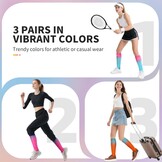 CAMBIVO Compressiekousen 3 Paar - 15-20 mmHg - Blauw/Roze/Oranje - Maat S-M