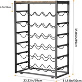 Urban Deco Wijnrek voor 30 flessen, flessenrek staand met houten tafelblad, wijnrek metaal zwart voor keuken, bar, kelder, eetkamer, 59 x 30 x 89 cm