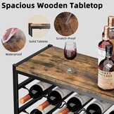 Urban Deco Wijnrek voor 30 flessen, flessenrek staand met houten tafelblad, wijnrek metaal zwart voor keuken, bar, kelder, eetkamer, 59 x 30 x 89 cm