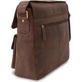 LEABAGS Lederen aktetas voor heren en dames, echt leer, laptoptas tot 13 inch, schoudertas met schouderriem, messenger bag, werktas, lerarentas, beige, Eén maat, Boheems, gedeconstrueerd,
