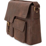 LEABAGS Lederen aktetas voor heren en dames, echt leer, laptoptas tot 13 inch, schoudertas met schouderriem, messenger bag, werktas, lerarentas, beige, Eén maat, Boheems, gedeconstrueerd,