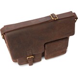 LEABAGS Lederen aktetas voor heren en dames, echt leer, laptoptas tot 13 inch, schoudertas met schouderriem, messenger bag, werktas, lerarentas, beige, Eén maat, Boheems, gedeconstrueerd,