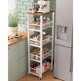 Ornestia Metalen Opslagwagen met 5 etages, wit, 30.5 x 39 x 107.2 cm