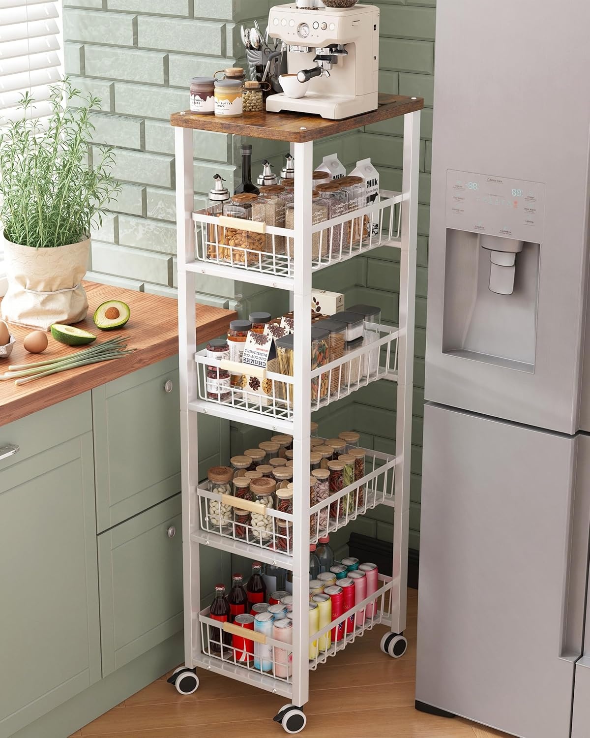 Ornestia Metalen Opslagwagen met 5 etages, wit, 30.5 x 39 x 107.2 cm