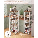 Ornestia Metalen Opslagwagen met 5 etages, wit, 30.5 x 39 x 107.2 cm