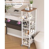 Ornestia Metalen Opslagwagen met 5 etages, wit, 30.5 x 39 x 107.2 cm