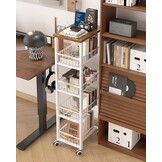 Ornestia Metalen Opslagwagen met 5 etages, wit, 30.5 x 39 x 107.2 cm