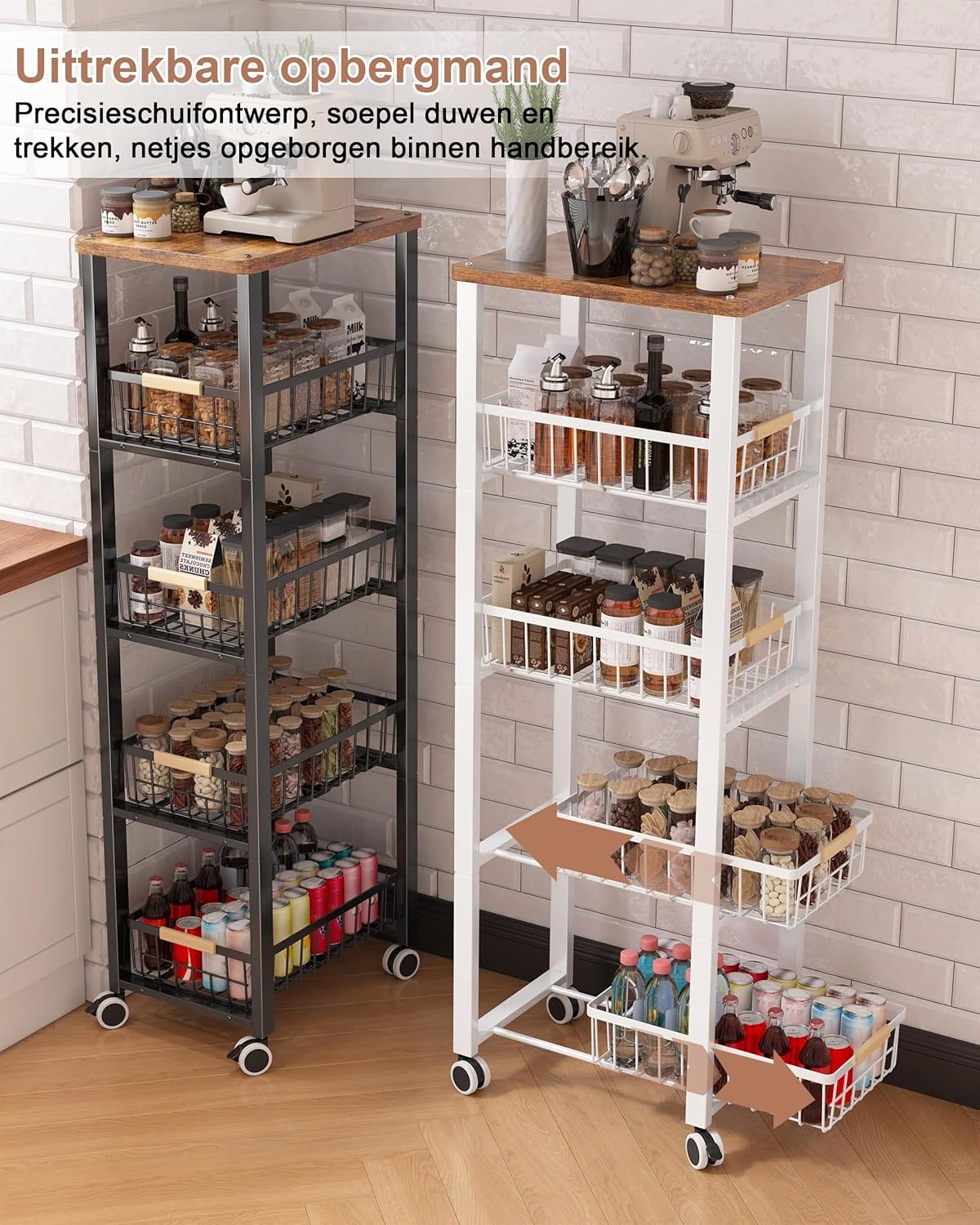 Ornestia Metalen Opslagwagen met 5 etages, wit, 30.5 x 39 x 107.2 cm