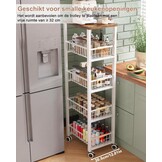 Ornestia Metalen Opslagwagen met 5 etages, wit, 30.5 x 39 x 107.2 cm
