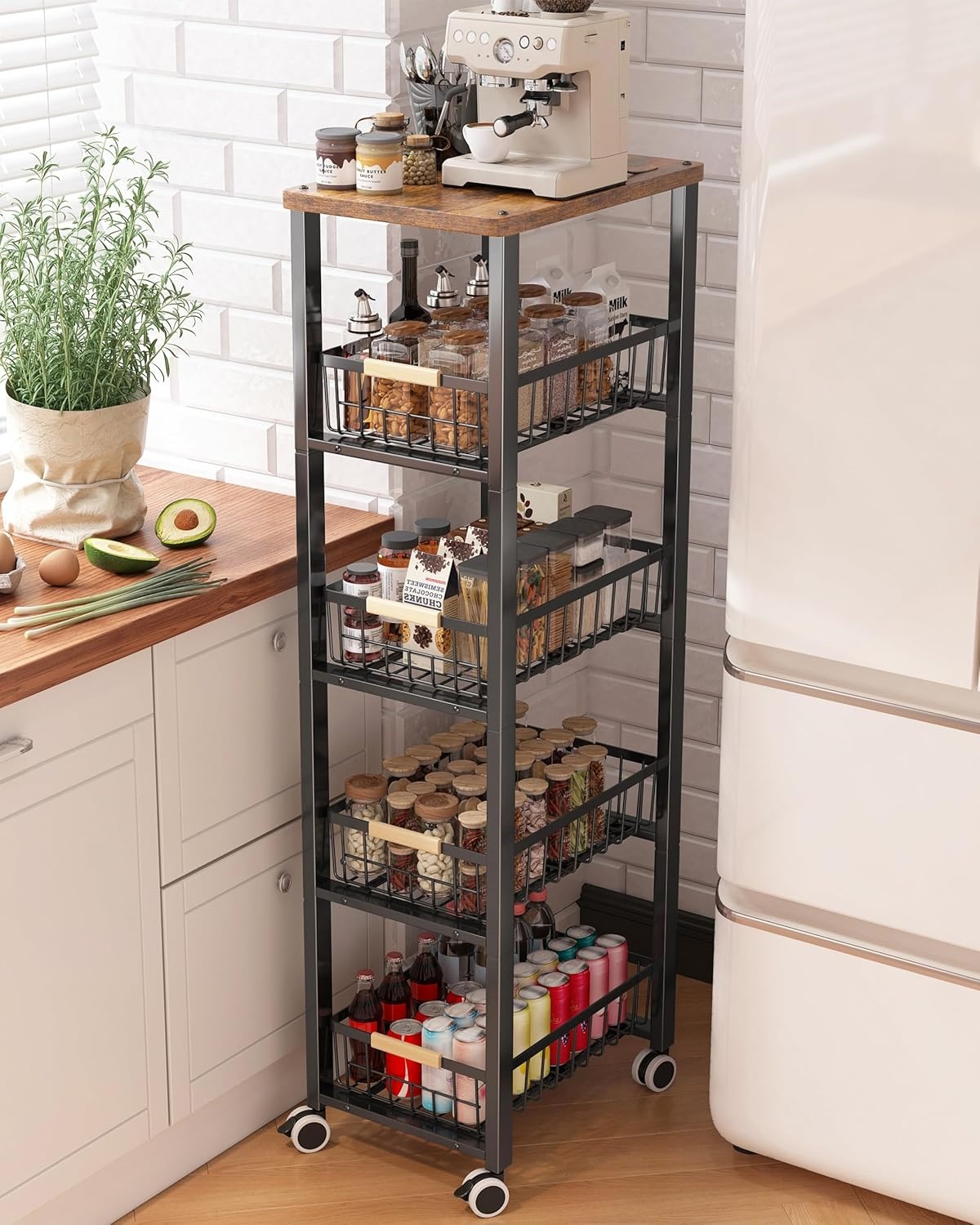 Ornestia Metalen Opslagwagen met 5 etages, wit, 30.5 x 39 x 107.2 cm