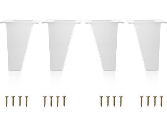 Set van 4 witte meubelpoten - Schuine meubelpoten - Hoogte 120 mm - Materiaal: ABS kunststof - Scandinavisch design - Inclusief schroeven (4 stuks)
