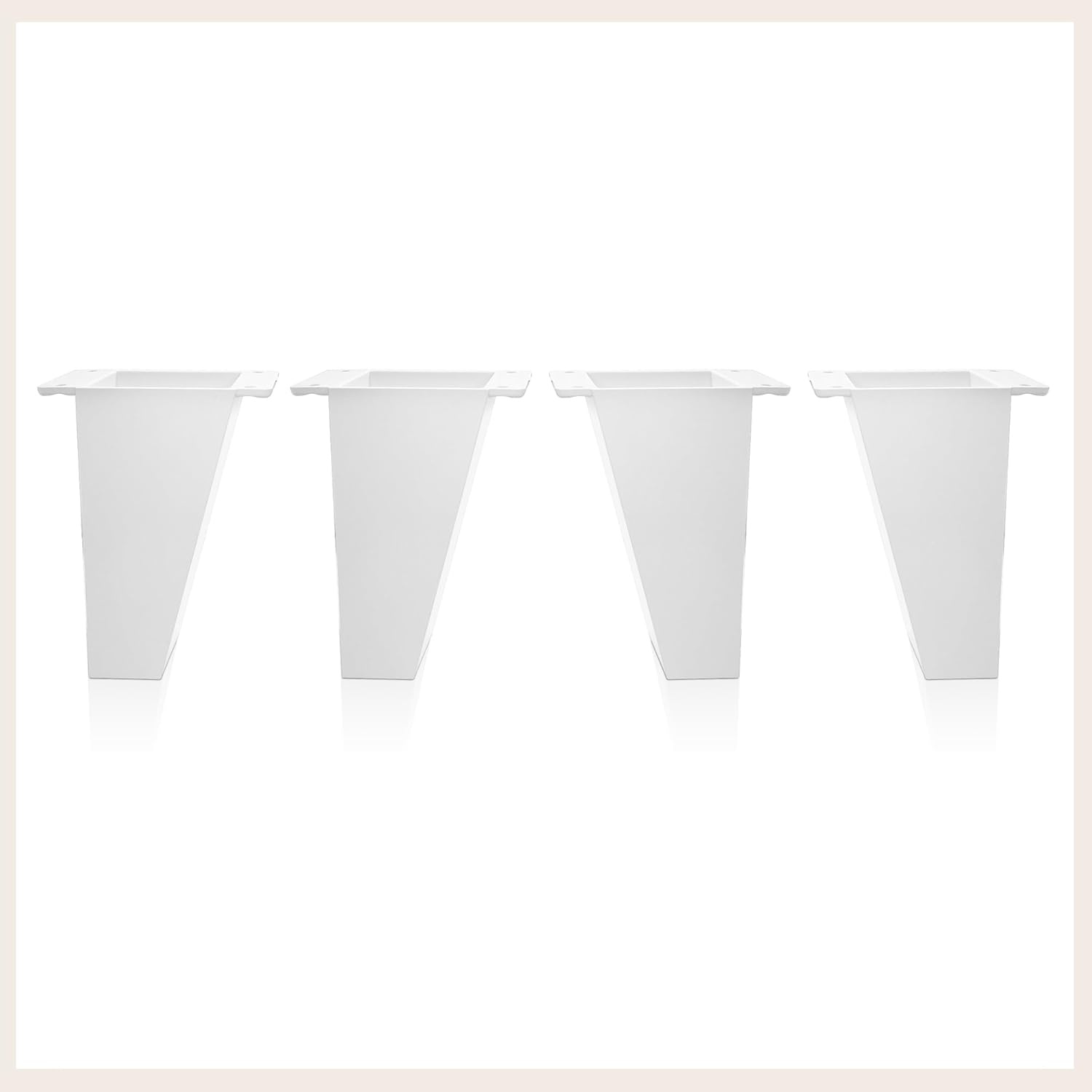 Set van 4 witte meubelpoten - Schuine meubelpoten - Hoogte 120 mm - Materiaal: ABS kunststof - Scandinavisch design - Inclusief schroeven (4 stuks)