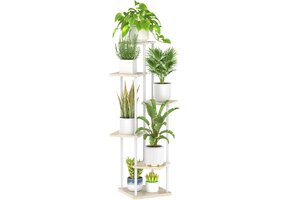 Hoek plantenstandaard Zwart - 6 etages | 115cm | Hout & Metaal | -40%