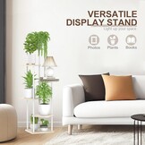 LyTaispuly 6 etages, houten metalen plantenstandaard, binnen en buiten, hoek van 115 cm, bloemenrek, plantenrek voor meerdere planten, bloemenstandaard, plantentrap, outdoor, balkon, tuin, woonkamer