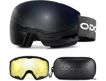 Odoland Set Skibrillen met Verwisselbare Lenzen, Verwisselbare Magnetische Anticondenslenzen en UV-bescherming, Skibril voor Volwassenen en Tieners