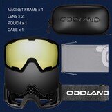Odoland Set Skibrillen met Verwisselbare Lenzen, Verwisselbare Magnetische Anticondenslenzen en UV-bescherming, Skibril voor Volwassenen en Tieners