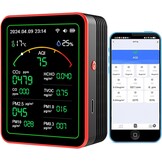 WiFi 15-in-1 luchtkwaliteitsmonitor Smartphone APP - Dual Chip - Sensoren detecteren CO2, PM2.5/PM10, HCHO, TVOC | Realtime AQI-waarschuwingen en aangepaste drempels | voor thuis, auto, kantoor