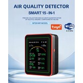 WiFi 15-in-1 luchtkwaliteitsmonitor Smartphone APP - Dual Chip - Sensoren detecteren CO2, PM2.5/PM10, HCHO, TVOC | Realtime AQI-waarschuwingen en aangepaste drempels | voor thuis, auto, kantoor