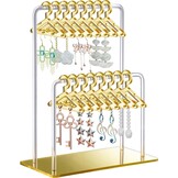 NiHome Acryl oorbelhouder met uniek tweetraps design, schattige miniatuur kleerhangers met ruime opbergruimte voor 48 paar, spiegeldisplay voor thuis wastafel en detailhandel