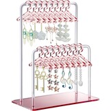 NiHome Acryl oorbelhouder met uniek tweetraps design, schattige miniatuur kleerhangers met ruime opbergruimte voor 48 paar, spiegeldisplay voor thuis wastafel en detailhandel