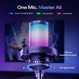 MAONO DGM20S Zwarte USB Condensator Gaming Microfoon met Mute, Gain en RGB Verlichting