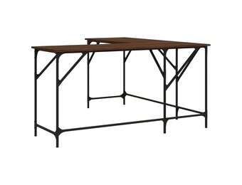 vidaXL Bureau 149x149x75 cm bewerkt hout bruin eikenkleur