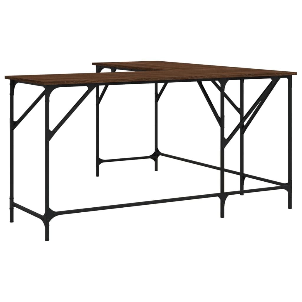 vidaXL Bureau 149x149x75 cm bewerkt hout bruin eikenkleur