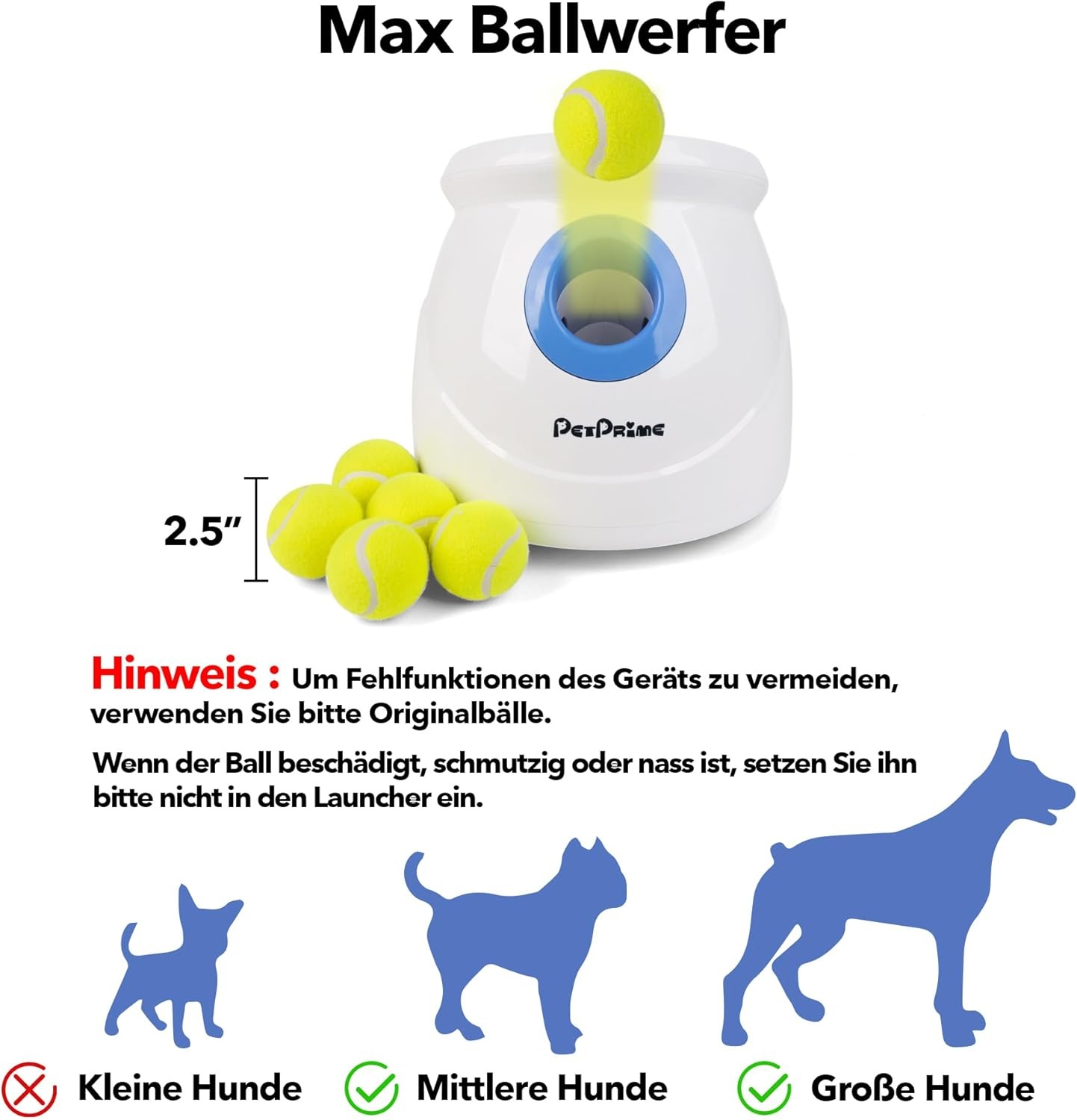 Pet Prime Automatische Balwerper voor Grote Honden - Zwart, One Size