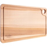 Creative Home Grote Houten Snijplank voor Vlees | 42 x 24,5 x 1,5 cm (+/- 1 cm) | Snijplank met Sapgroef en Handvat | Natuurlijk Beukenhout | Omkeerbaar | Ideaal voor Elk Huis en Keuken