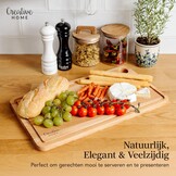 Creative Home Grote Houten Snijplank voor Vlees | 42 x 24,5 x 1,5 cm (+/- 1 cm) | Snijplank met Sapgroef en Handvat | Natuurlijk Beukenhout | Omkeerbaar | Ideaal voor Elk Huis en Keuken