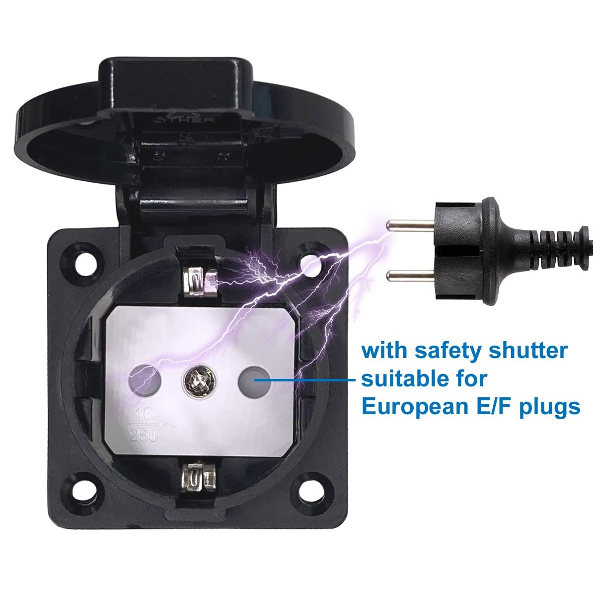 Waterdicht IP44 Europees stopcontact voor type E/F-stekker, 16 A, stofdicht, regenbestendig Duits/Frans industrieel stopcontact met afdekking (3 stuks)