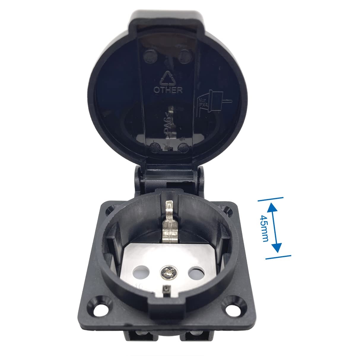 Waterdicht IP44 Europees stopcontact voor type E/F-stekker, 16 A, stofdicht, regenbestendig Duits/Frans industrieel stopcontact met afdekking (3 stuks)