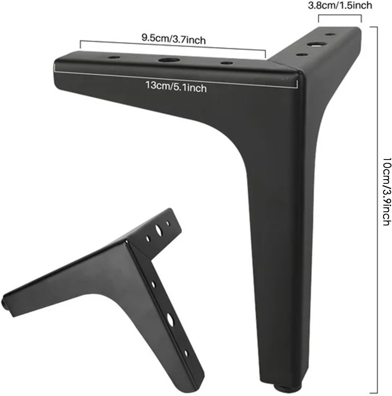 4x Zwarte Metalen Meubelpoten 10cm - Triangel Design met 44% Korting