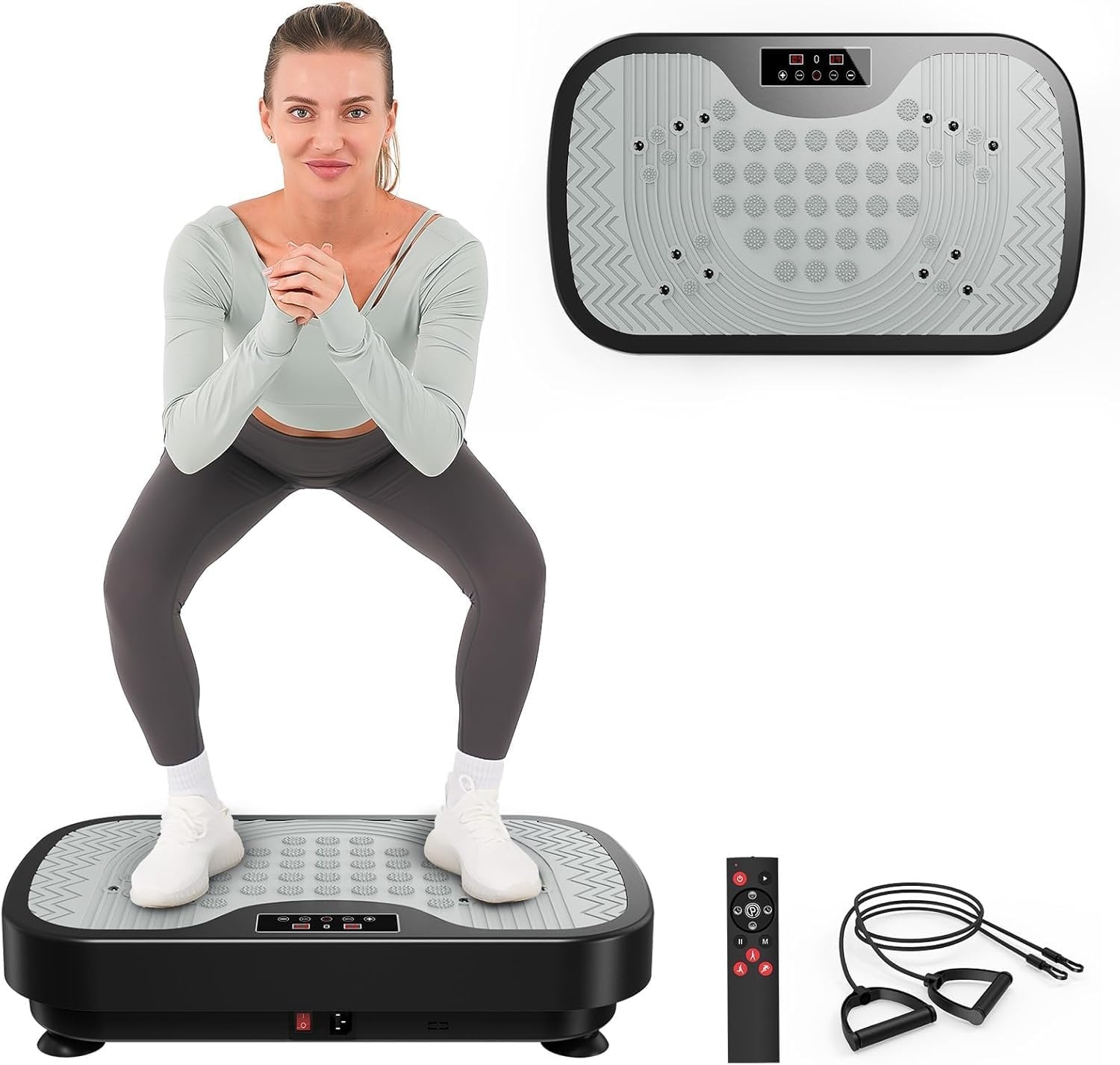 JOROTO JV30 Vibratieplaat | Training voor het hele lichaam voor thuis| 9 Schudstanden | 99 Trillingsniveaus | met Afstandsbediening Weerstandsbanden | Belastbaarheid 150kg | Gewichtsverlies