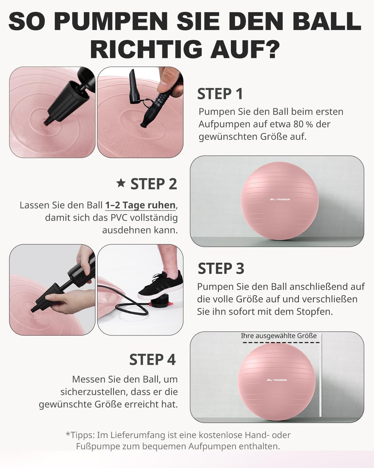 Trideer Balans- en Fitnessbal 65cm - Ideaal voor Yoga, Zwangerschap, Fysiotherapie en Bureau