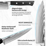 14-delige Messenset Zwart/Zilver met Messenblok - Professionele Keukenmessen & Steakmessen