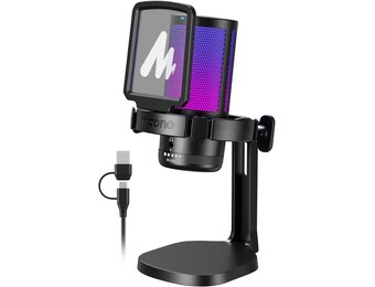 MAONO Gaming RGB, condensatormicrofoon met ruisonderdrukking voor streaming podcast studio, USB-microfoon voor PS5/PS4/Mac met bestuurbare RGB-verlichting, demper, versterkingscontrole, DGM20