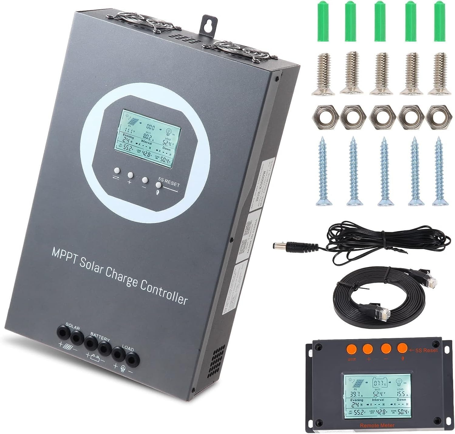 60A Solar Charge Controller MPPT Solar Charge Controller 12V 24V DC 100V Automatische Identificatie, 99% laadefficiëntie Solar Controller voor lithium / GEL / Flooded batterij