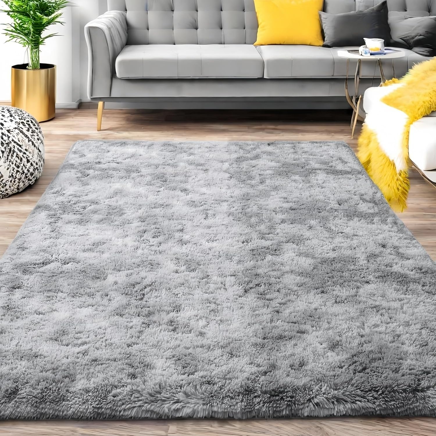 SUBEEN Modern Woonkamer Vloerkleed Langpolig Zacht Vloerkleed Rechthoekig Vloerkleed Luxe Vloerkleed Gezellige Woonkamer Meisjes Kinderen Antislip Vloerkleed (Lichtgrijze, 80x160cm)