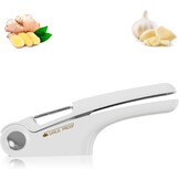 Knoflookpers, keukengerei met knoflookschiller, gebruiksvriendelijke handgreep, efficiënt gereedschap voor het maken van knoflookpasta, eenvoudig schoon te houden knoflookpers (wit)