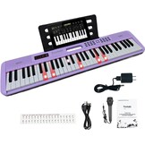 61 Toetsen Elektronisch Toetsenbord Piano voor Volwassenen met Oplichtende Toetsen 61 Compacte Toetsen Digitale Piano's - Perfecte Beginner Piano Paars' - Maat Volledig